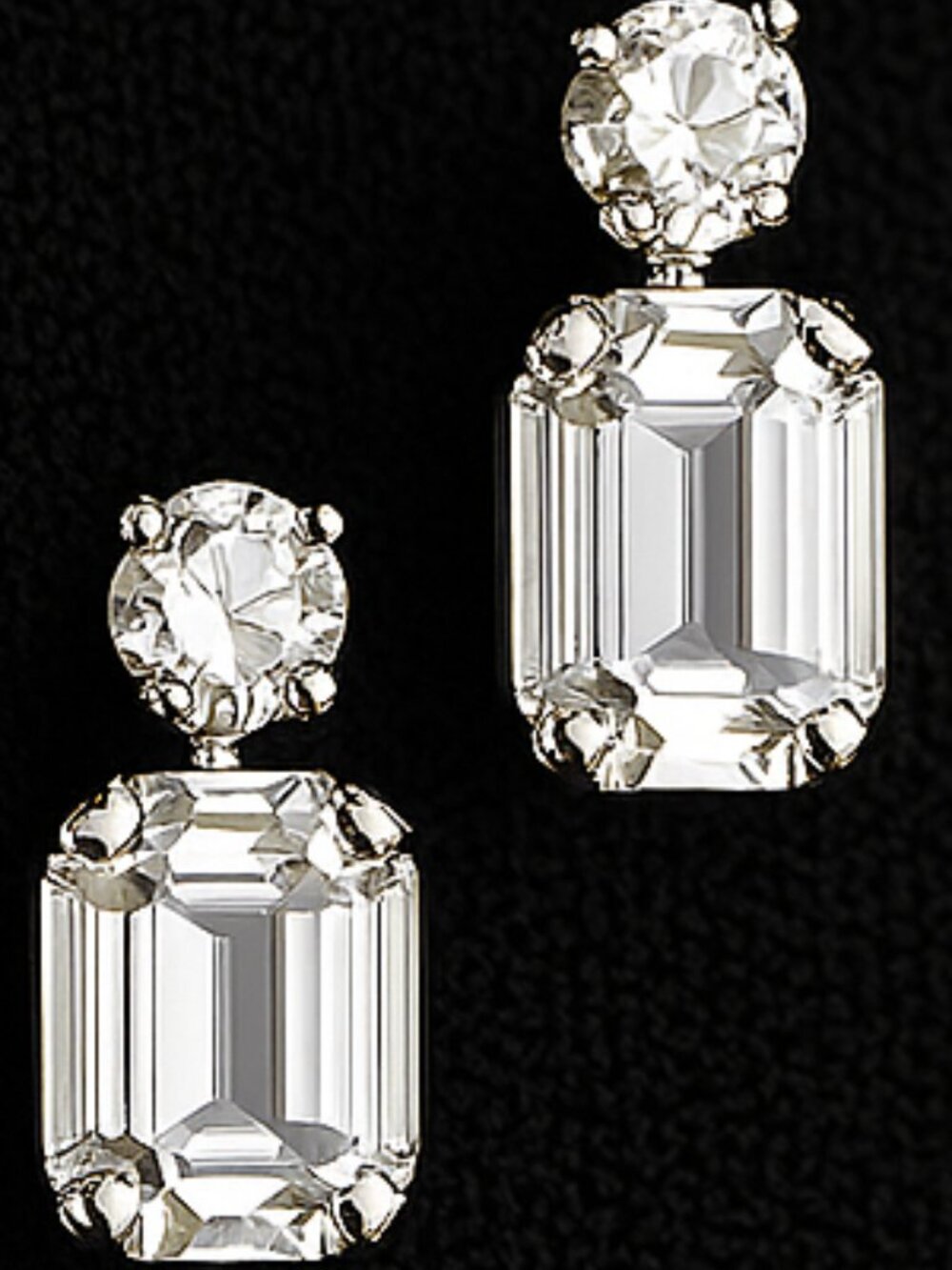 Set of 2 Vintage Crystal Duo Lapel Pins 1/2" each GORGEOUS! RARE!